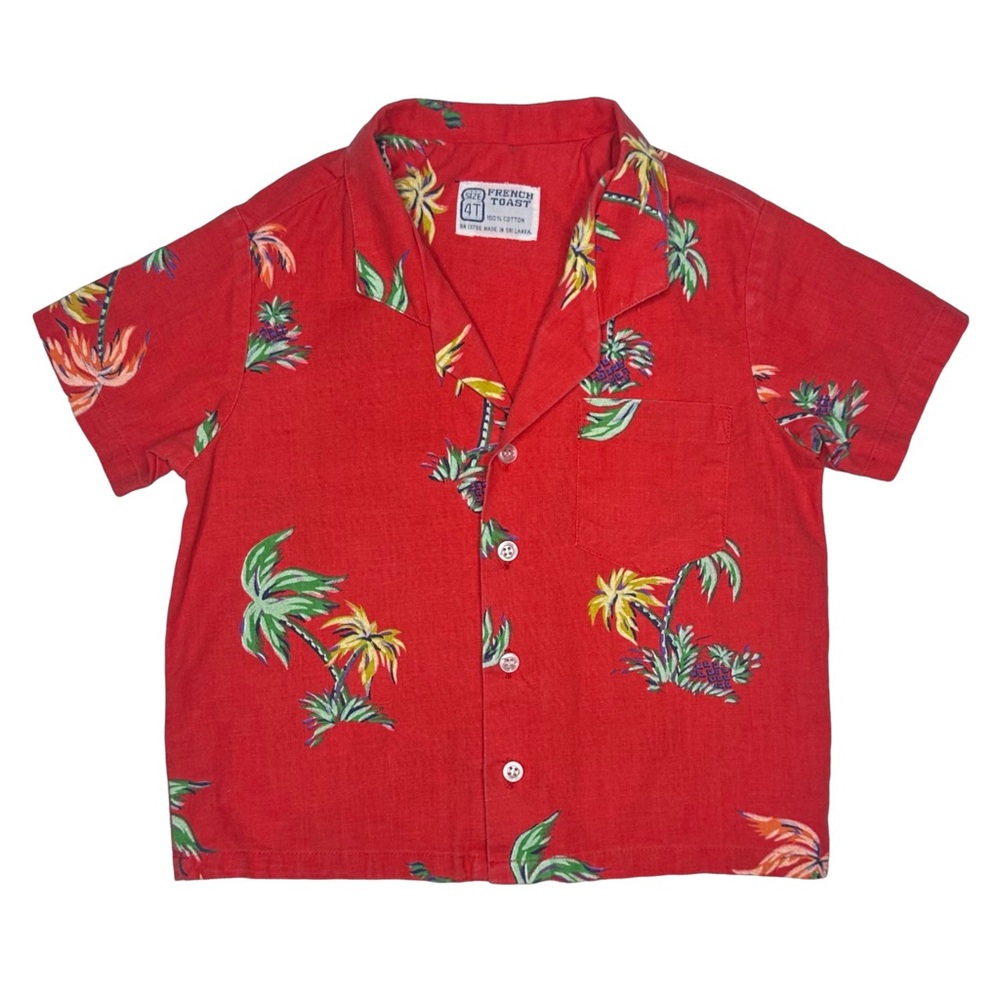 Vintage French Toast Palm‎ Tree Button Up Shirt